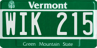 VT license plate WIK215