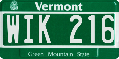 VT license plate WIK216