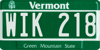 VT license plate WIK218
