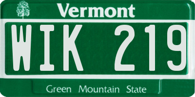 VT license plate WIK219