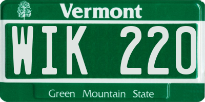 VT license plate WIK220