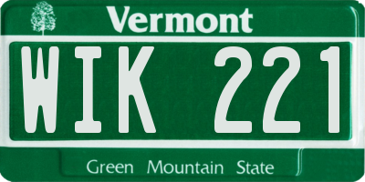 VT license plate WIK221
