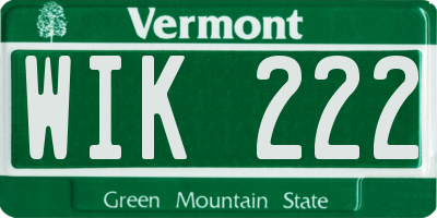 VT license plate WIK222