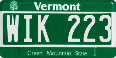 VT license plate WIK223