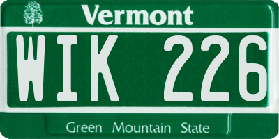 VT license plate WIK226