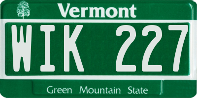 VT license plate WIK227