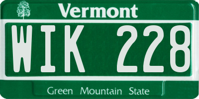 VT license plate WIK228