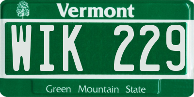 VT license plate WIK229