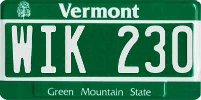 VT license plate WIK230