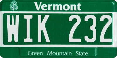 VT license plate WIK232