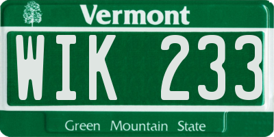 VT license plate WIK233