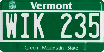 VT license plate WIK235