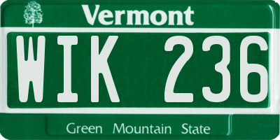 VT license plate WIK236
