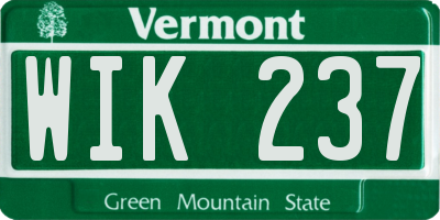 VT license plate WIK237