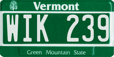 VT license plate WIK239