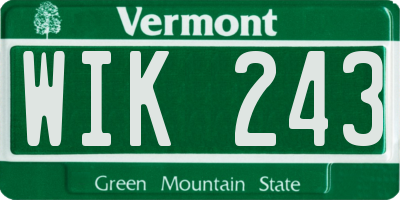 VT license plate WIK243