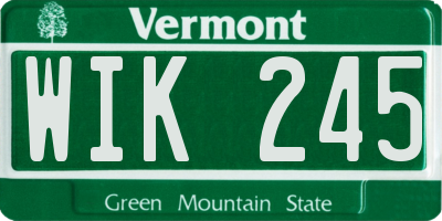 VT license plate WIK245