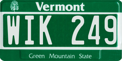 VT license plate WIK249