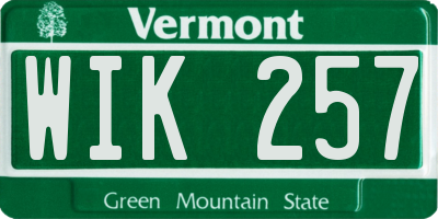 VT license plate WIK257