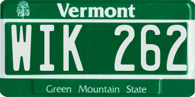 VT license plate WIK262