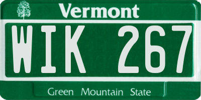 VT license plate WIK267
