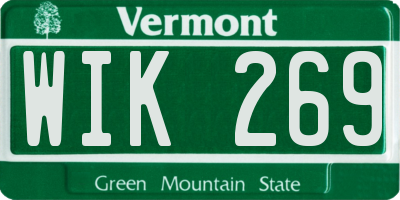 VT license plate WIK269
