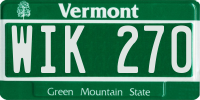 VT license plate WIK270