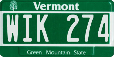 VT license plate WIK274