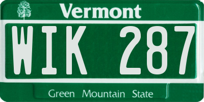 VT license plate WIK287