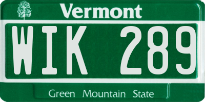 VT license plate WIK289