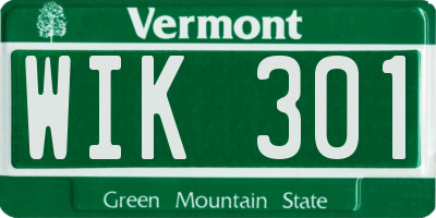 VT license plate WIK301