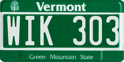 VT license plate WIK303