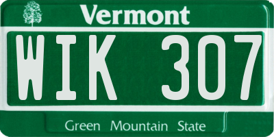 VT license plate WIK307