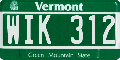 VT license plate WIK312