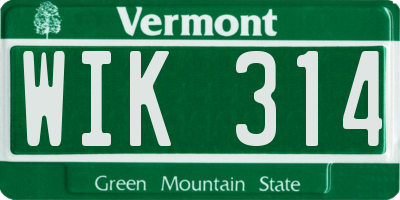 VT license plate WIK314