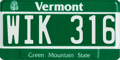 VT license plate WIK316