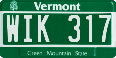 VT license plate WIK317