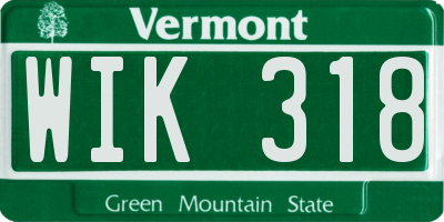 VT license plate WIK318