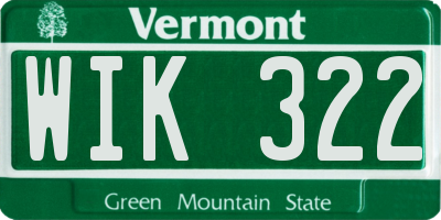 VT license plate WIK322