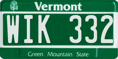 VT license plate WIK332