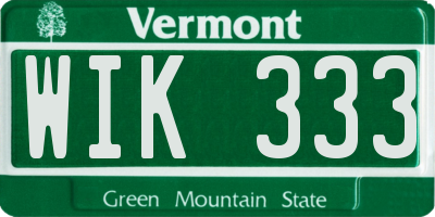 VT license plate WIK333