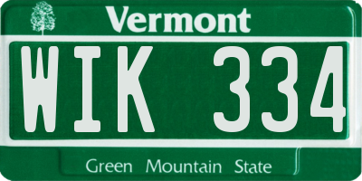 VT license plate WIK334