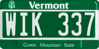 VT license plate WIK337
