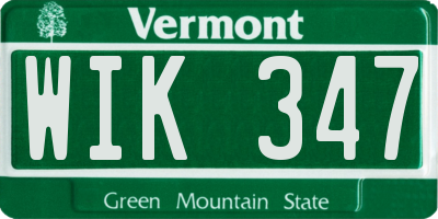 VT license plate WIK347