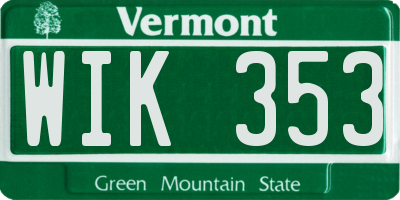 VT license plate WIK353