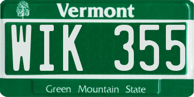 VT license plate WIK355