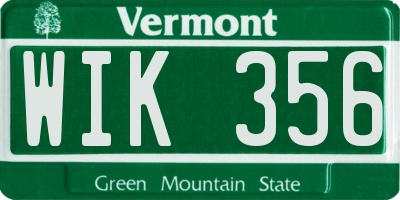 VT license plate WIK356