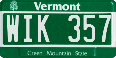 VT license plate WIK357