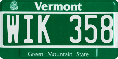 VT license plate WIK358