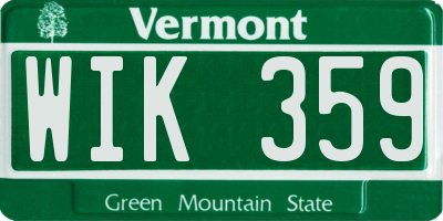 VT license plate WIK359
